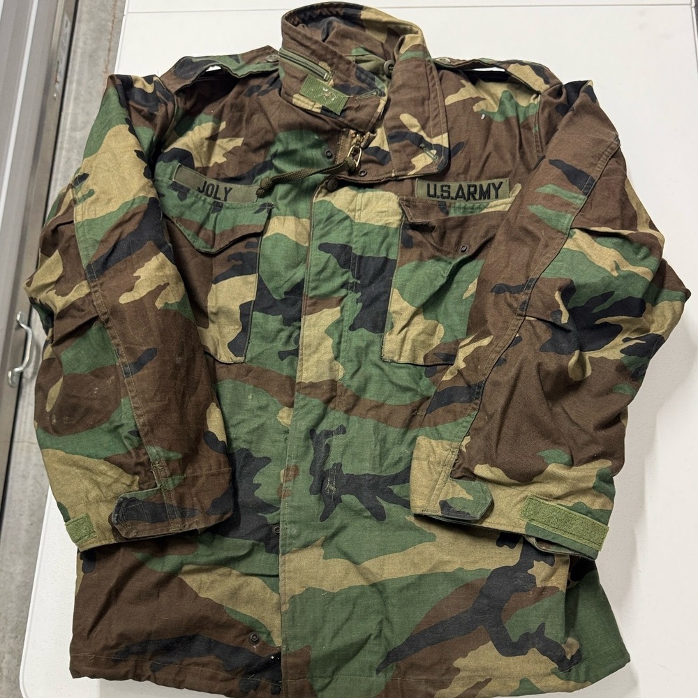 US Army M-65 Field Jacket Mens M Camo Excellent Woodland Camouflage Utility